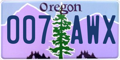 OR license plate 007AWX