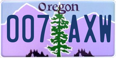 OR license plate 007AXW