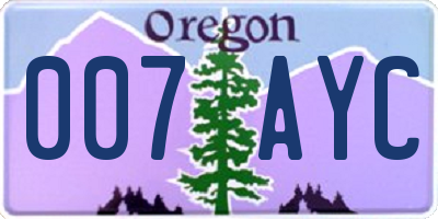 OR license plate 007AYC
