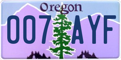 OR license plate 007AYF