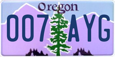 OR license plate 007AYG