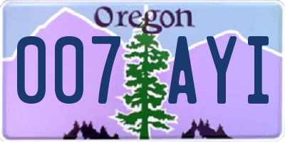 OR license plate 007AYI