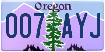 OR license plate 007AYJ