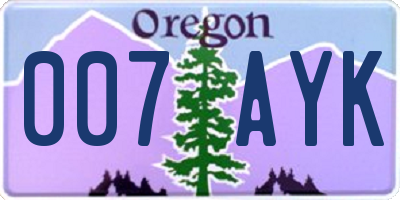 OR license plate 007AYK