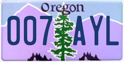 OR license plate 007AYL