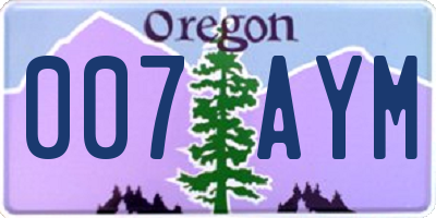OR license plate 007AYM
