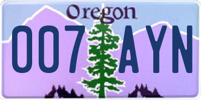 OR license plate 007AYN