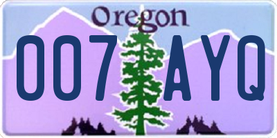 OR license plate 007AYQ