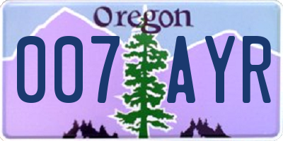 OR license plate 007AYR