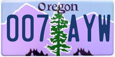 OR license plate 007AYW