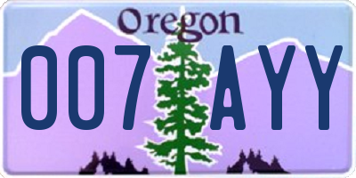 OR license plate 007AYY