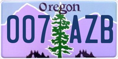 OR license plate 007AZB