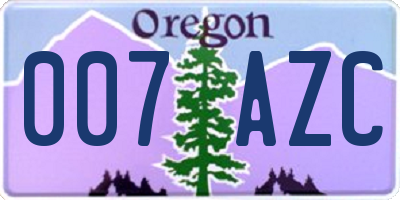 OR license plate 007AZC