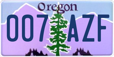OR license plate 007AZF