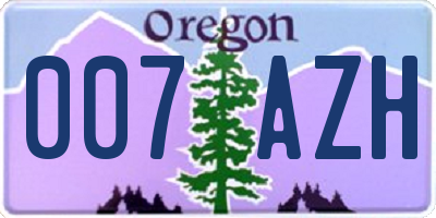 OR license plate 007AZH