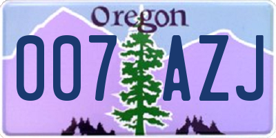 OR license plate 007AZJ
