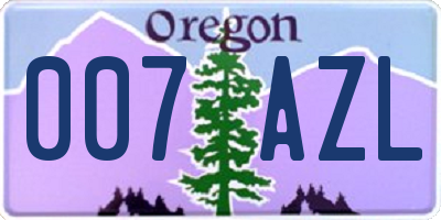OR license plate 007AZL