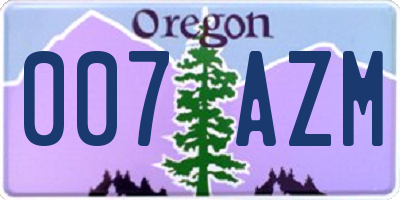 OR license plate 007AZM