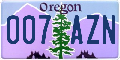 OR license plate 007AZN