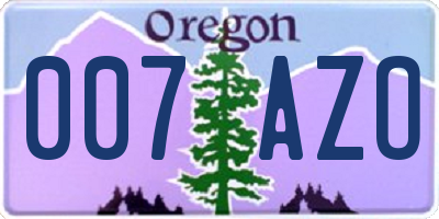 OR license plate 007AZO
