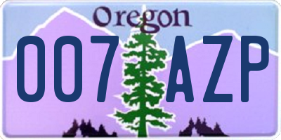 OR license plate 007AZP
