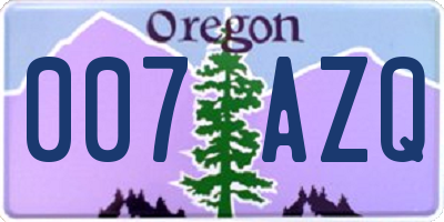 OR license plate 007AZQ