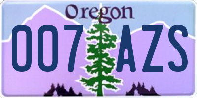 OR license plate 007AZS
