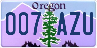 OR license plate 007AZU