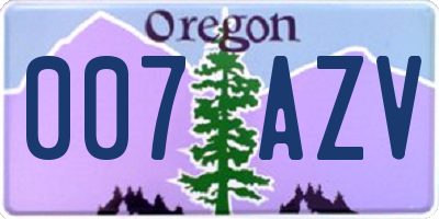 OR license plate 007AZV