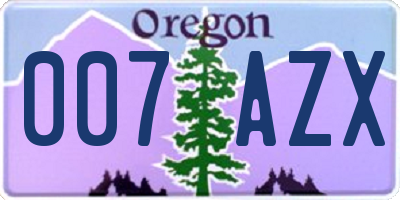 OR license plate 007AZX