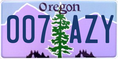 OR license plate 007AZY