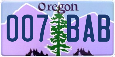 OR license plate 007BAB