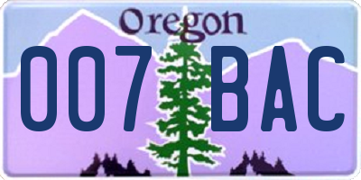 OR license plate 007BAC