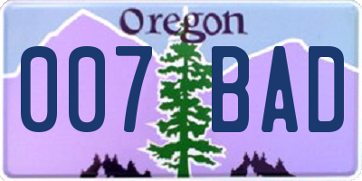 OR license plate 007BAD