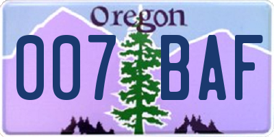 OR license plate 007BAF