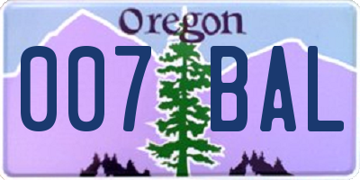 OR license plate 007BAL