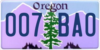 OR license plate 007BAO