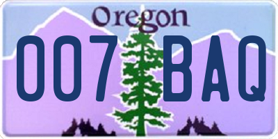 OR license plate 007BAQ
