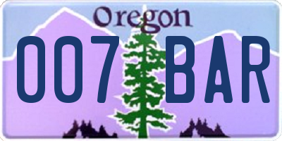 OR license plate 007BAR