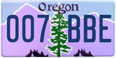OR license plate 007BBE