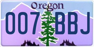 OR license plate 007BBJ