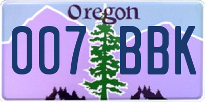 OR license plate 007BBK