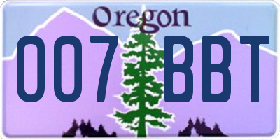 OR license plate 007BBT