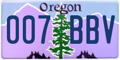 OR license plate 007BBV