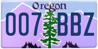 OR license plate 007BBZ
