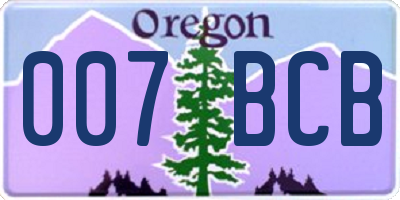 OR license plate 007BCB