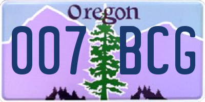 OR license plate 007BCG