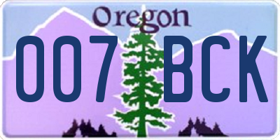 OR license plate 007BCK