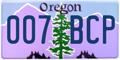 OR license plate 007BCP