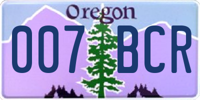 OR license plate 007BCR
